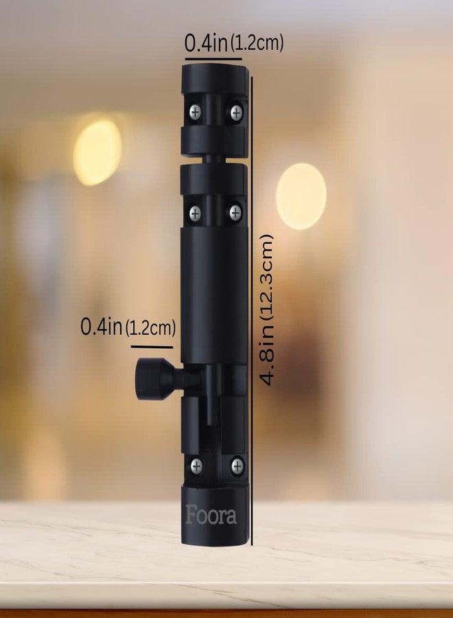 Foora Export Premium Black Tower Bolt - 4 Inch Luxury Aluminum Body (Chatakni) with Stainless Steel Rod and Knob for Doors, Windows, Gates (Black Finish) - Image 2